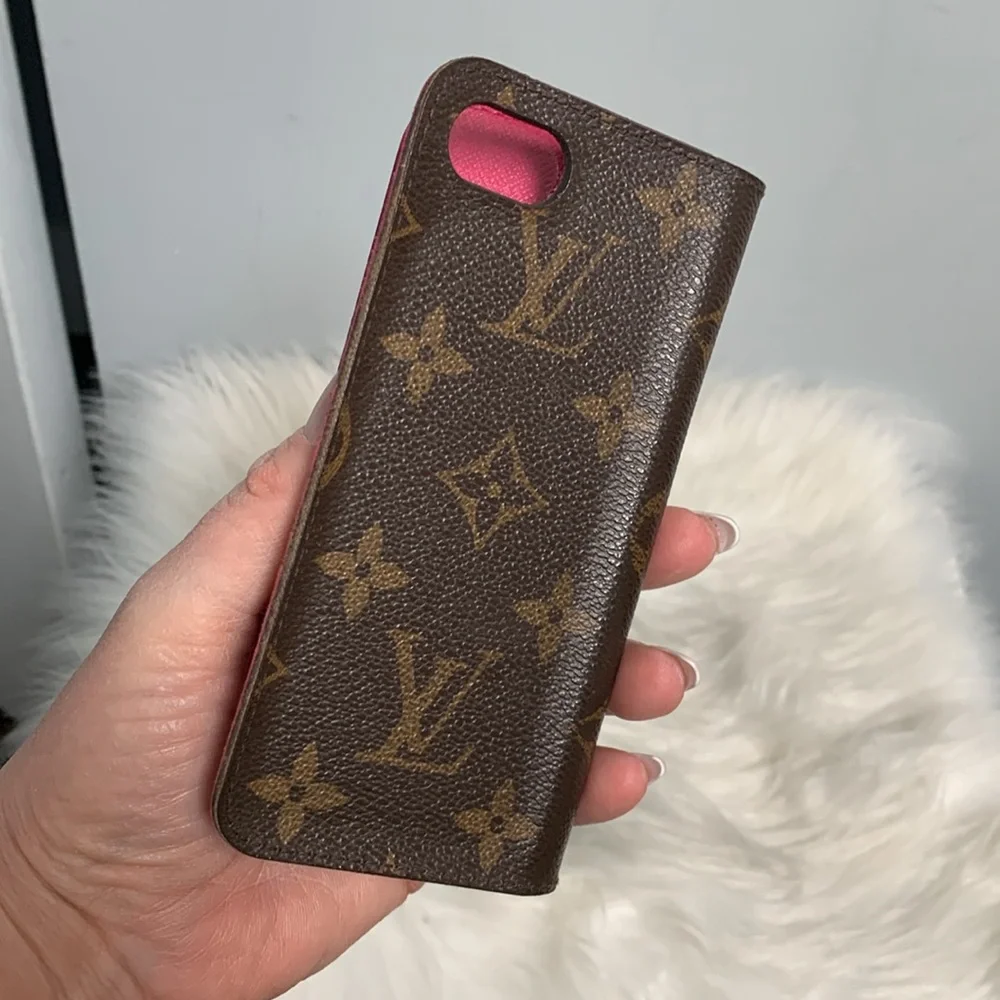 Authentic Louis Vuitton iPhone 7 monogram and hot pink phone case